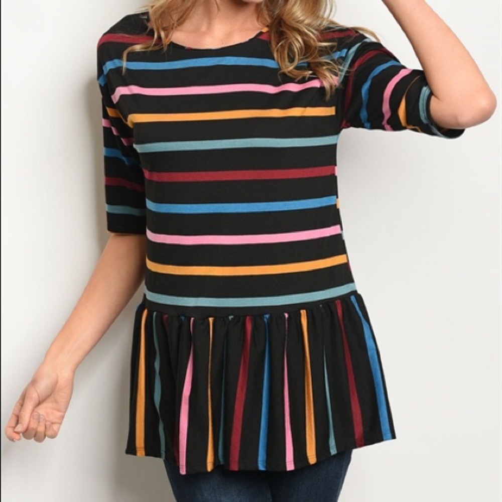 rainbow striped shirt sleeve top t shirt